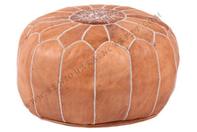 Load image into Gallery viewer, Caramel Tan Ottoman Pouf
