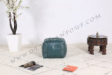 Load image into Gallery viewer, Handmade Leather Gray Ottoman Stitched Pouf
