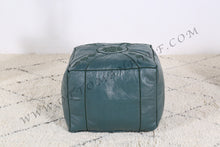 Load image into Gallery viewer, Handmade Leather Gray Ottoman Stitched Pouf
