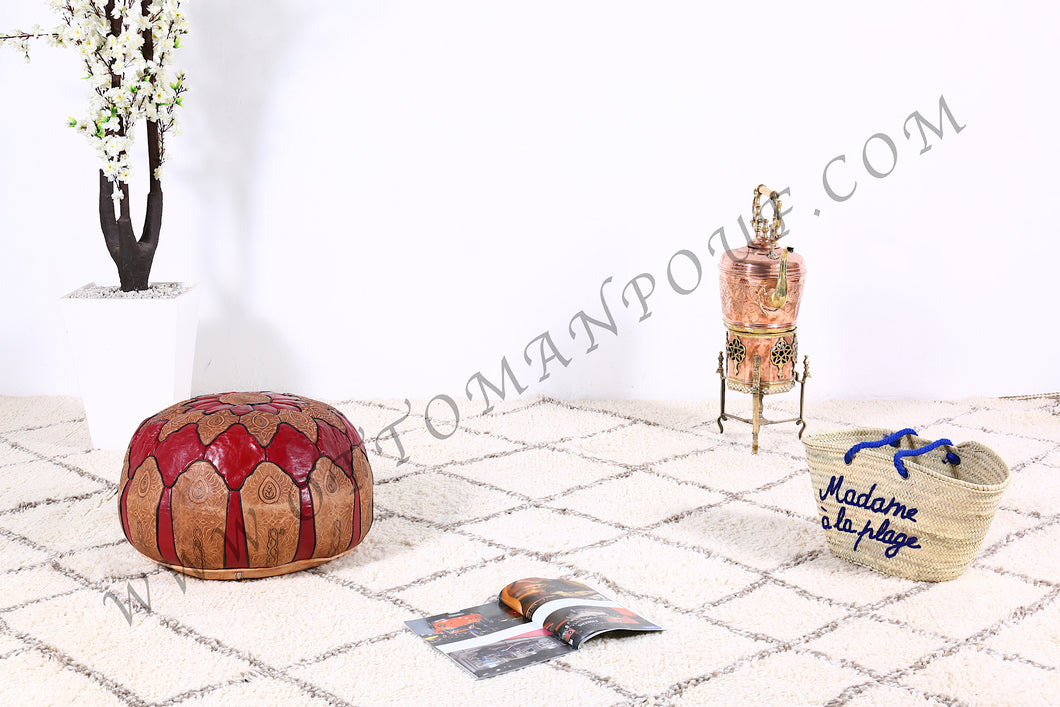 Fes Leather Ottoman Pouf