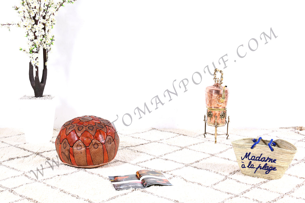 Marrakech Leather Ottoman Pouf