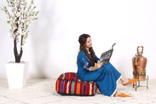 Load image into Gallery viewer, Moroccan Embroidered Pouf kilim
