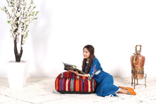 Load image into Gallery viewer, Moroccan Embroidered Pouf kilim
