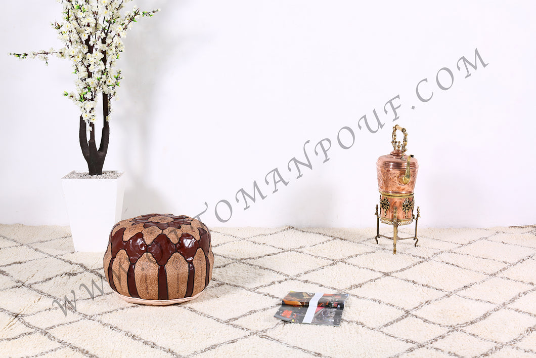 Brownish Leather Pouf