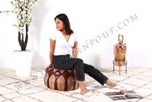 Load image into Gallery viewer, Brownish Leather Pouf
