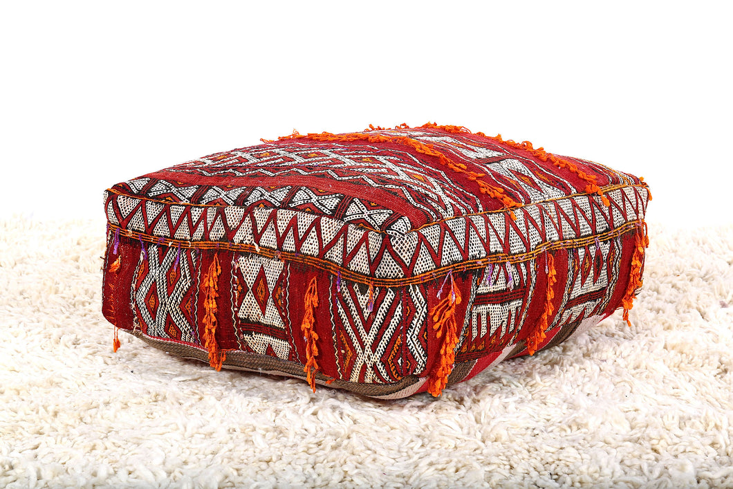 Moroccan Embroidered Pouf kilim 