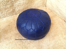 Load image into Gallery viewer, Leather Ottoman Indigo Blue Pouf
