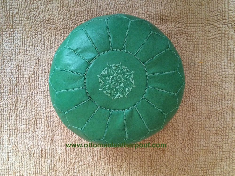 Leather Ottoman in Green