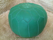 Load image into Gallery viewer, Leather Ottoman in Green
