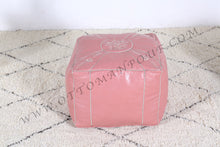 Load image into Gallery viewer, Peach Pasted Leather Handmade Stitched Pouf
