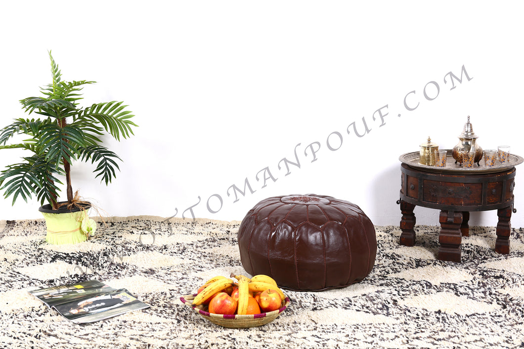 Brownish Leather Pouf