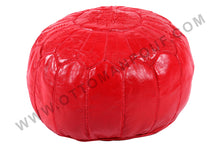 Load image into Gallery viewer, Lovely Warm Red Leather Pouf
