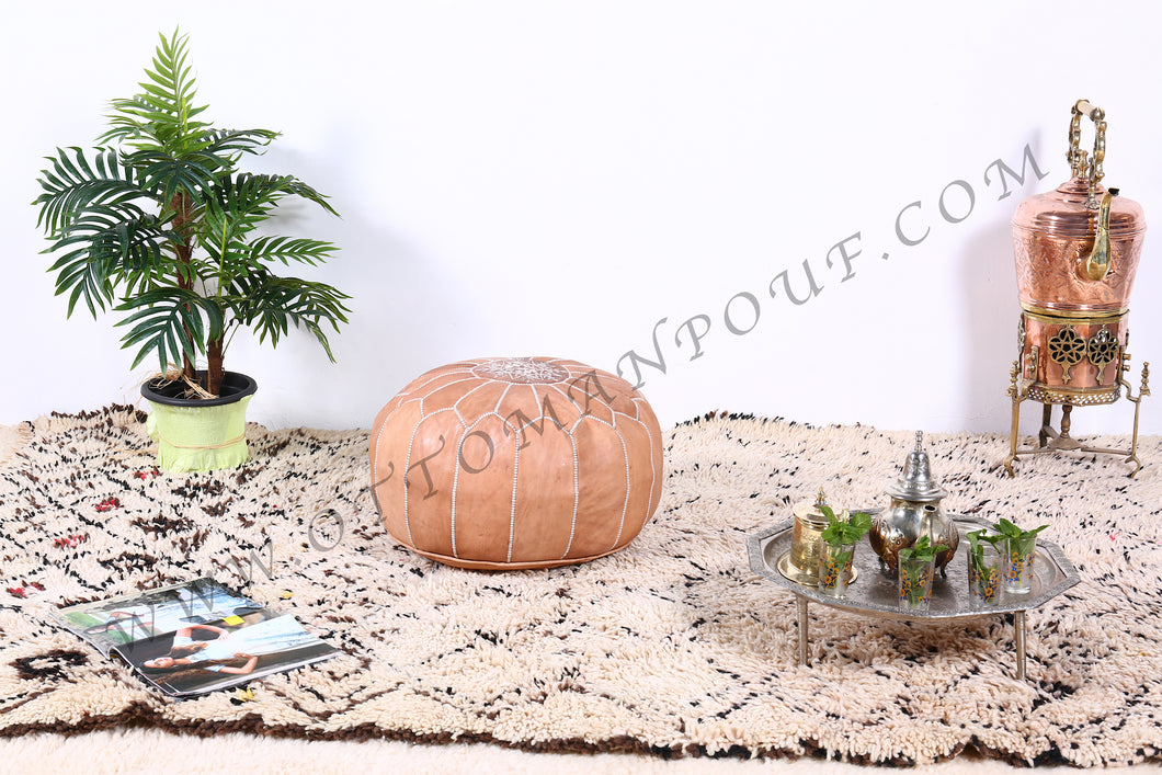 Leather Ottoman Tan Pouf