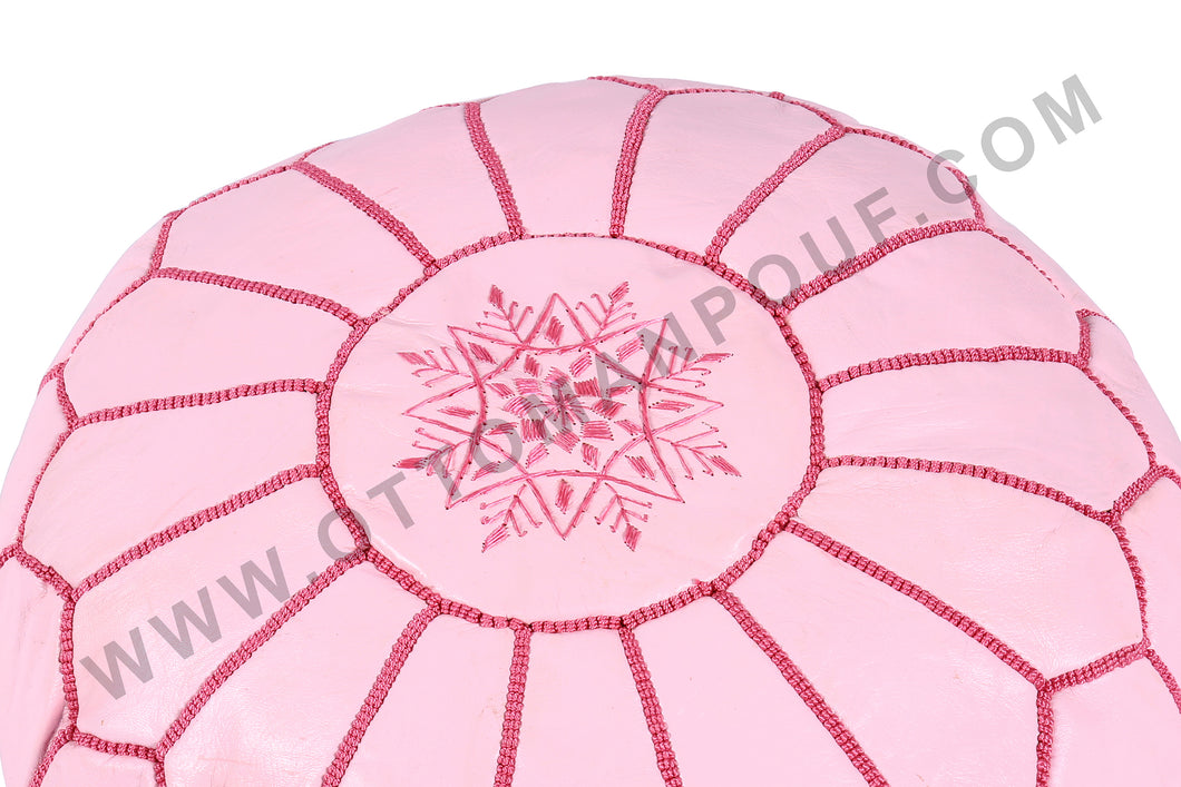 Pink Leather Pouf from New York