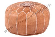 Load image into Gallery viewer, Leather Ottoman Tan Pouf
