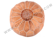 Load image into Gallery viewer, Leather Ottoman Tan Pouf
