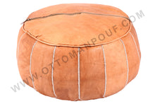 Load image into Gallery viewer, Leather Ottoman Tan Pouf
