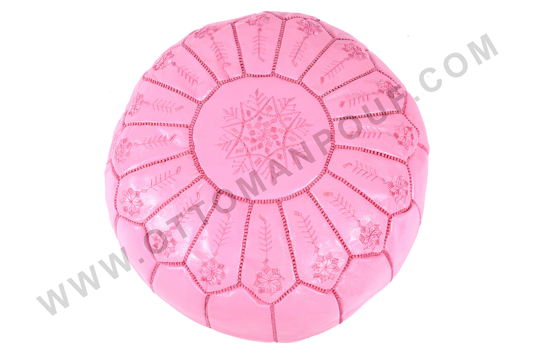 Pink Leather Pouf from New York