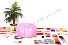 Load image into Gallery viewer, Pink Leather Pouf from New York
