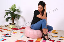 Load image into Gallery viewer, Light Pink Leather Pouf from New York
