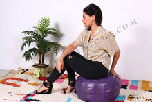 Load image into Gallery viewer, Purple Ottoman Pouf
