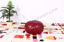 Load image into Gallery viewer, Burgundy Lovely Warm Red Leather Pouf
