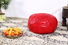 Load image into Gallery viewer, Lovely Warm Red Leather Pouf
