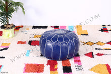 Load image into Gallery viewer, Ottoman contrasted Blue Pouf
