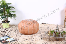 Load image into Gallery viewer, Leather Ottoman Tan Pouf
