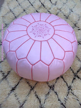 Load image into Gallery viewer, Girly PINK Leather Pouf from New york 20&quot; round / 14H
