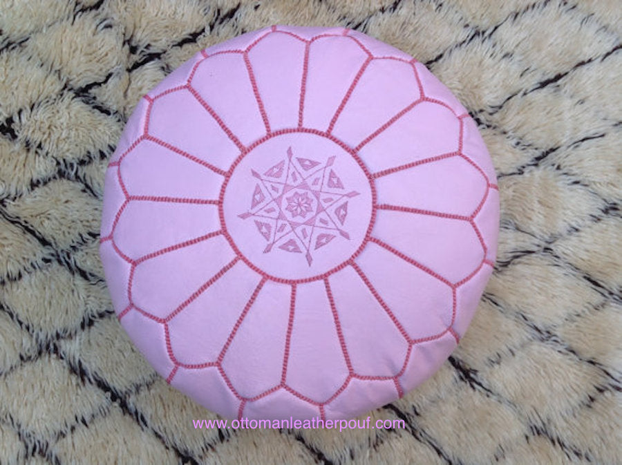 Girly PINK Leather Pouf from New york 20