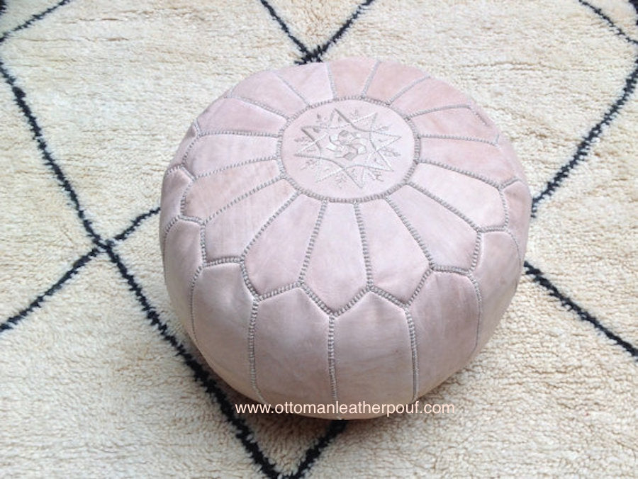 Natural Raw Leather Handmade Ottoman Leather Pouf