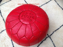 Load image into Gallery viewer, Put some Red in your life - Lovely Warm Red Leather Pouf from New York
