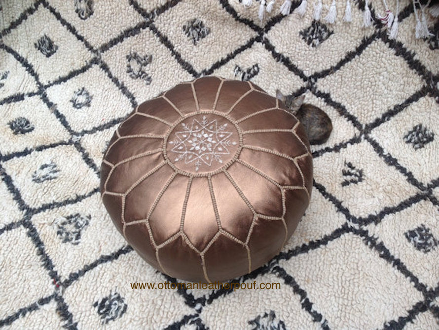 Vintage Bronze color now on our handmade Leather Pouf