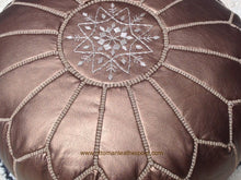 Load image into Gallery viewer, Vintage Bronze color now on our handmade Leather Pouf
