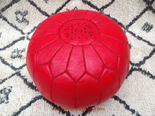 Load image into Gallery viewer, Put some Red in your life - Lovely Warm Red Leather Pouf from New York
