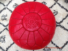 Load image into Gallery viewer, Put some Red in your life - Lovely Warm Red Leather Pouf from New York
