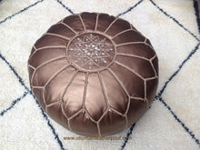 Load image into Gallery viewer, Vintage Bronze color now on our handmade Leather Pouf
