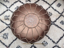 Load image into Gallery viewer, Vintage Bronze color now on our handmade Leather Pouf
