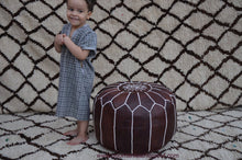 Load image into Gallery viewer, Chocolate Brown Leather Handmade Ottoman Pouf
