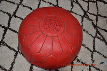 Load image into Gallery viewer, Put some Red in your life - Lovely Warm Red Leather Pouf from New York
