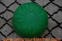 Load image into Gallery viewer, Leather Ottoman in lime Green
