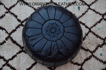 Load image into Gallery viewer, Black Leather Ottoman Pouf from new york
